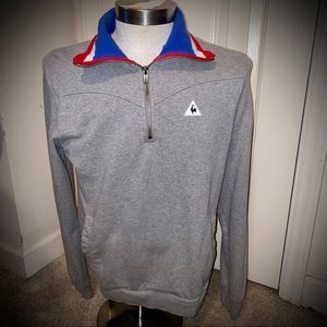 VINTAGE Le Coq Sportif 1/4 Zip Up Hand Pocket Sweatshirt Mens M